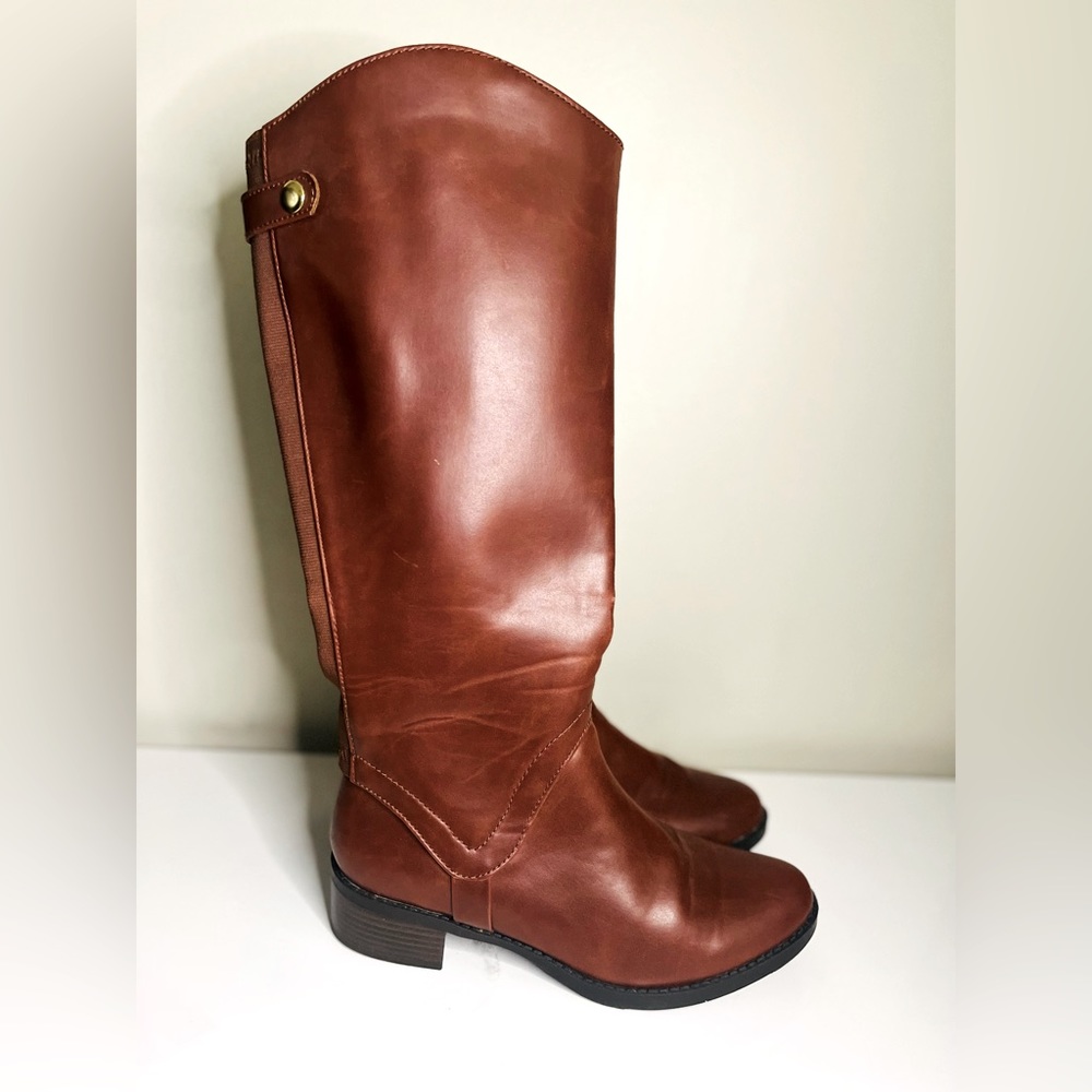 New Faux Leather Brown Boots-Size 8